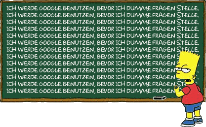 Bart at a blackboard with a pro-google message